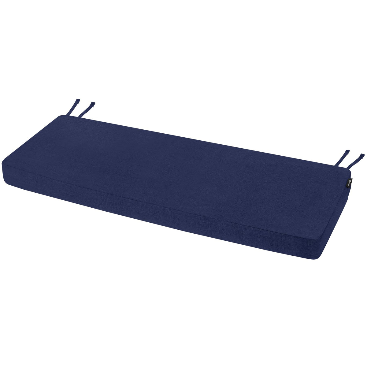 Favoyard outdoor bench cushion 48x16 blue, front view on a patio bench for all-weather seating