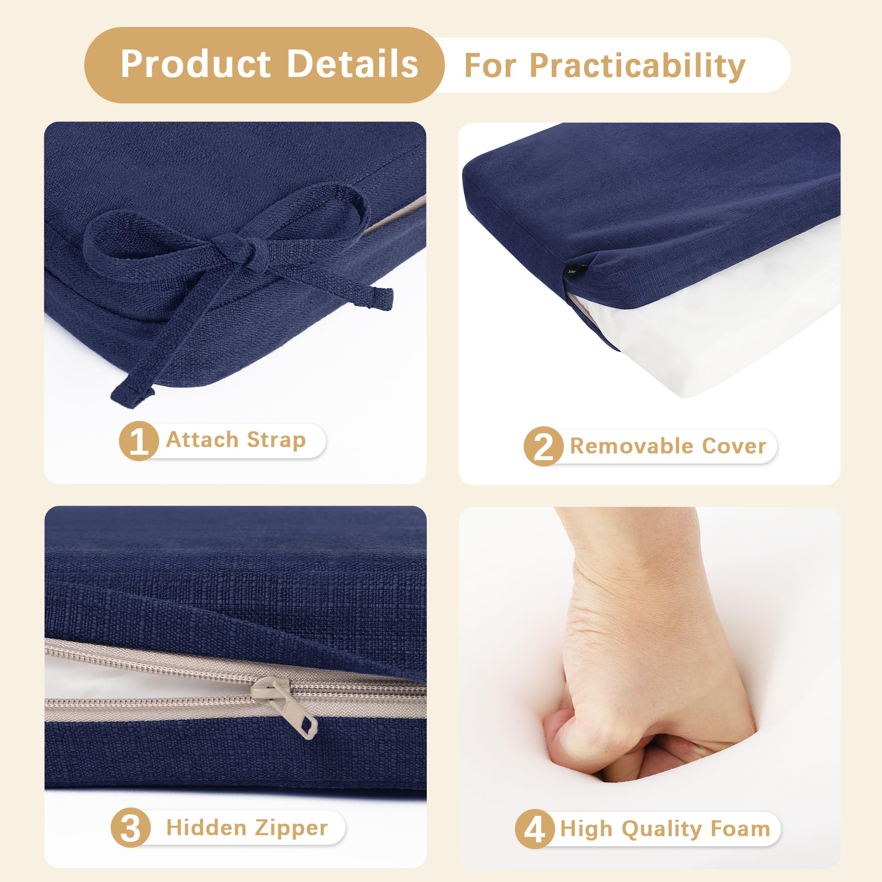 Favoyard outdoor bench cushion 48x16 blue, seating area arranged for a cozy outdoor setup