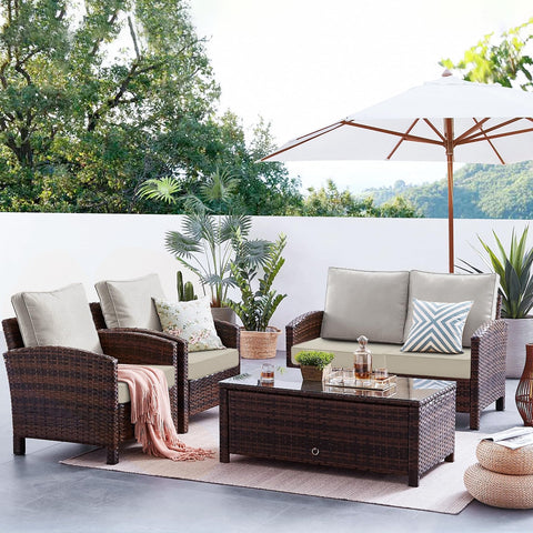 Favoyard patio cushion showing handle and straps for secure placement.