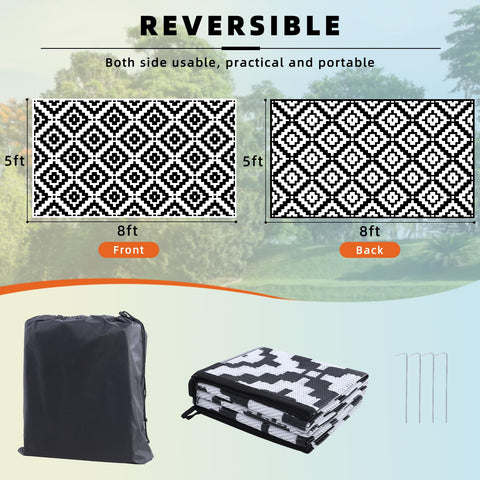 Favoyard plastic straw rug lightweight for camping and travel