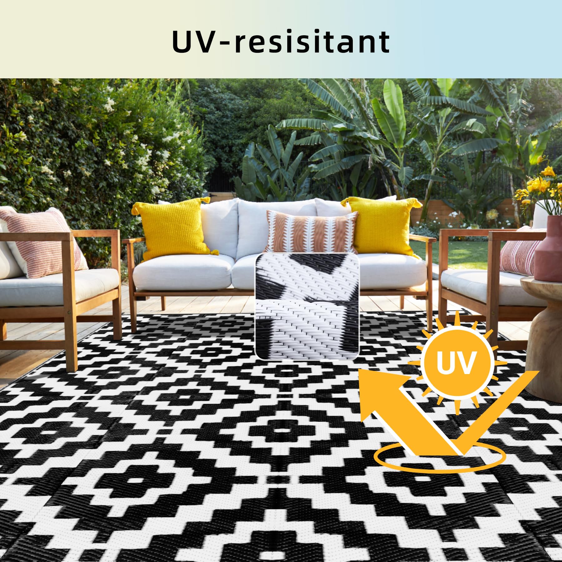 Favoyard reversible rug offers two looks for porch decor
