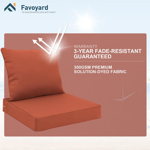 Favoyard cushions secured by tie straps stay in place