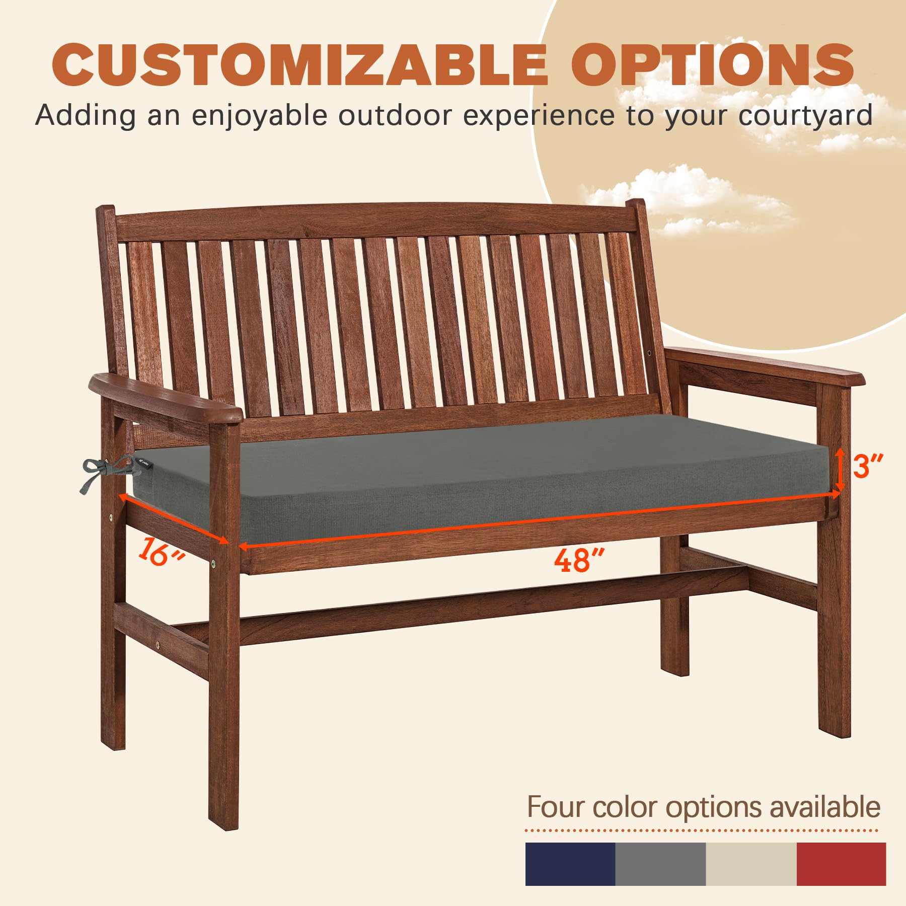 Favoyard waterproof bench cushion full cover shields seating from rain.