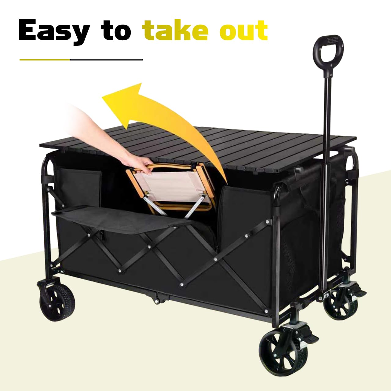 Favsh 500lbs wagon 360-degree swivel wheels with brakes for controlled movement.