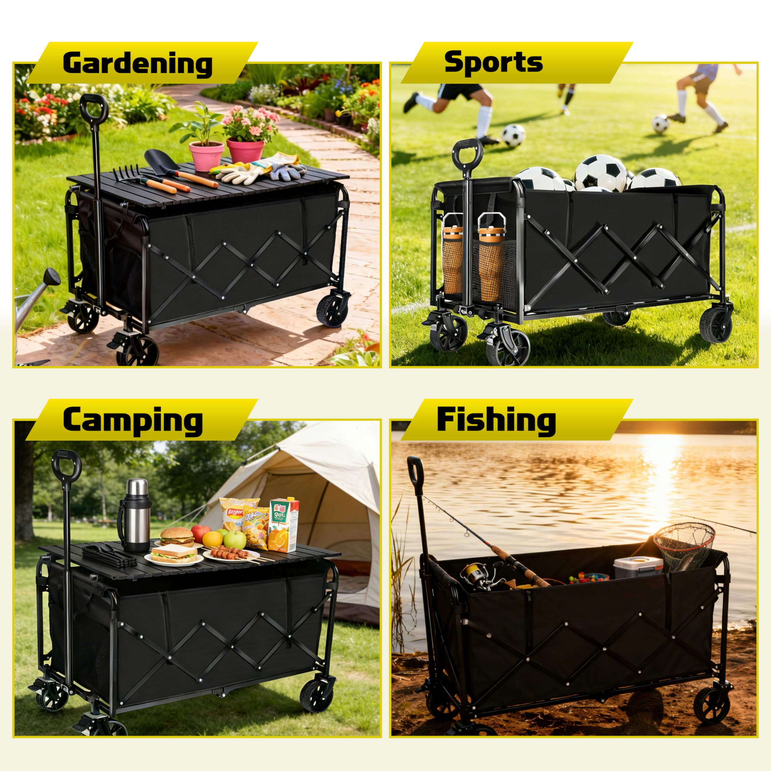 Favsh 500lbs wagon folds compactly for trunk storage and easy transport.