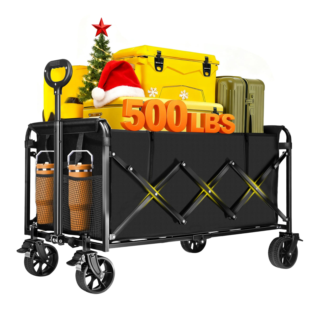 FAVSH 500LBS collapsible wagon folded compact for easy storage in trunks.