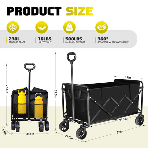 Favsh 500lbs wagon one-pull fold design enables quick storage.