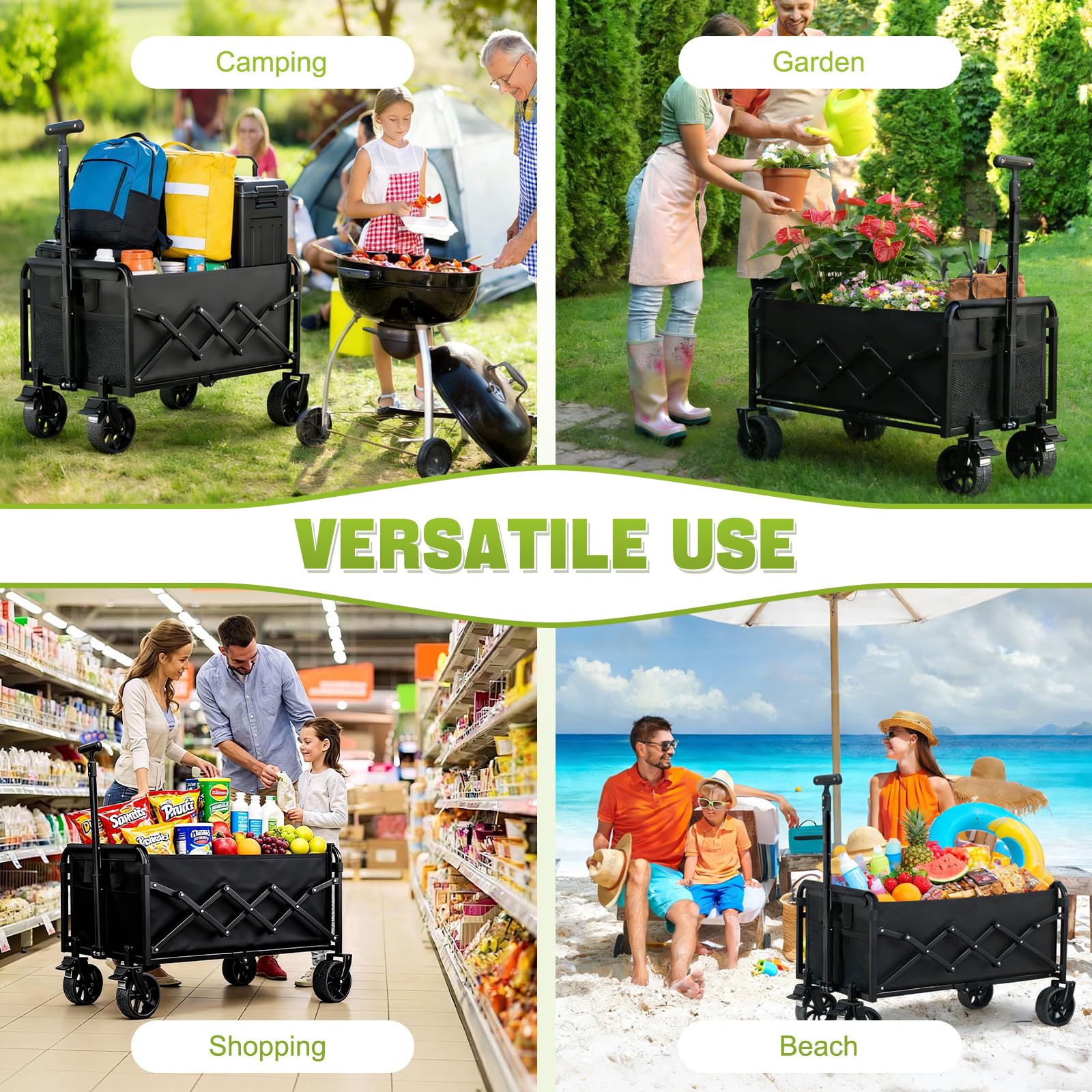 Favsh wagon supports groceries and gear for everyday errands and trips.