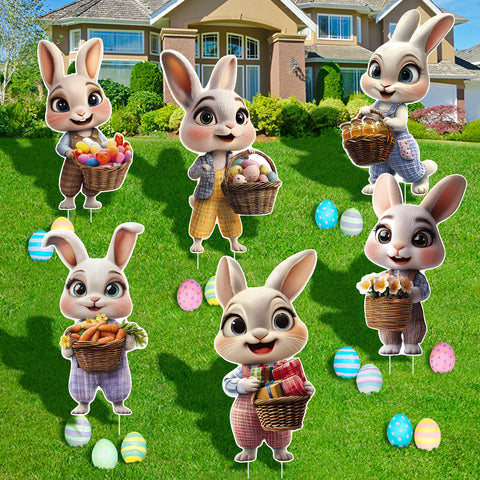Fayayuan Easter Bunny sign 1: vibrant outdoor yard decor with weatherproof durability.