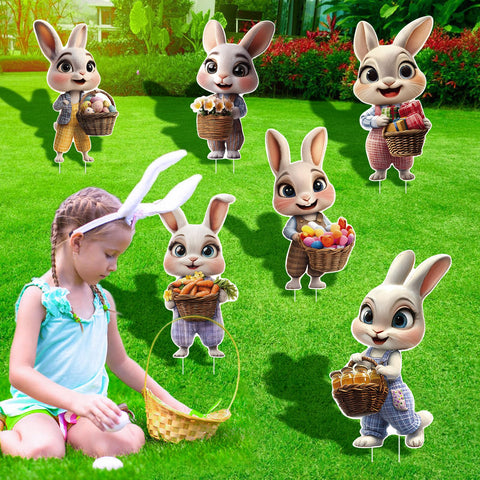 Fayayuan Easter Bunny sign 6: weather-resistant decor suitable for porch, lawn, and pathways.