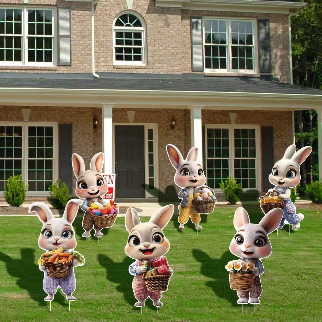 Fayayuan Easter Bunny sign 8: durable corrugated plastic to withstand rain and sun.