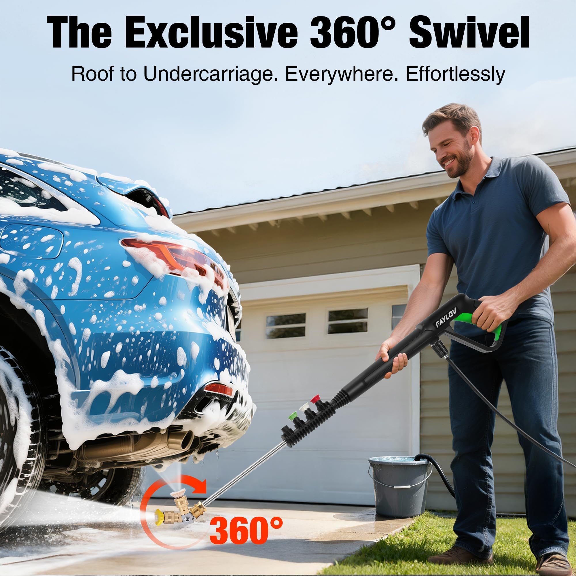 FAYLOV four quick-connect nozzles from 0° to 40° for precise cleaning