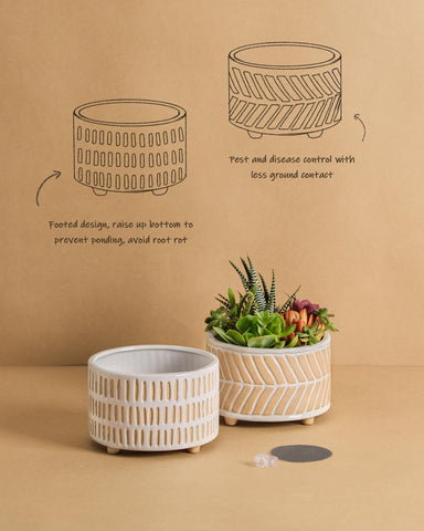 Fayoula ceramic planter with stoneware glaze showcases durable craftsmanship