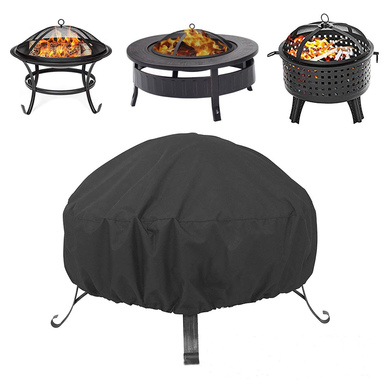 FAZKAR round fire pit cover fabric detail highlights durable 420D material for long-lasting protection.