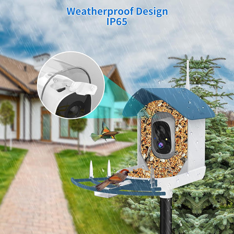 Fazoxo Bird Feeder Camera solar panel and battery for uninterrupted outdoors use