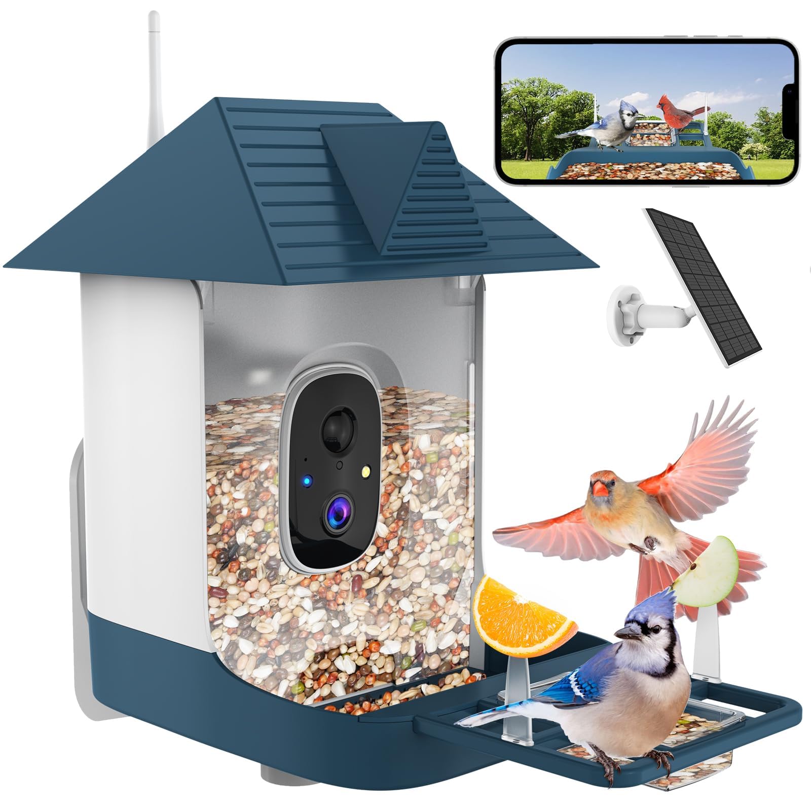 Fazoxo bird feeder camera front view for clear backyard observation