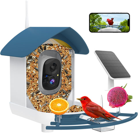 Fazoxo Bird Feeder Camera front view with AI species ID for backyard observation
