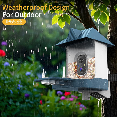 Fazoxo bird feeder camera side view showing discreet placement