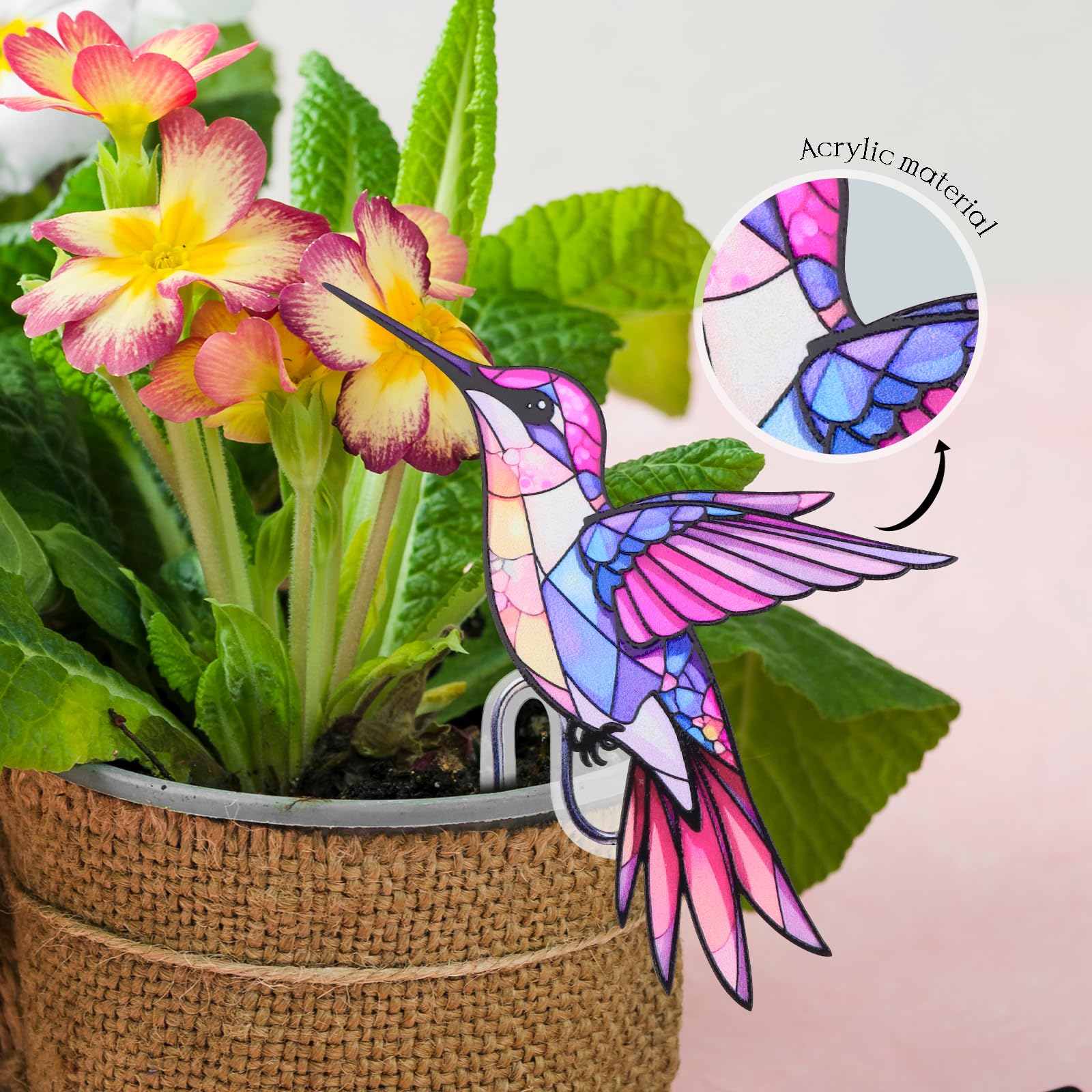 FBBP cardinal and butterfly acrylic ornament adds lasting color to planters