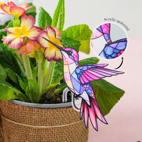 FBBP cardinal and butterfly acrylic ornament adds lasting color to planters