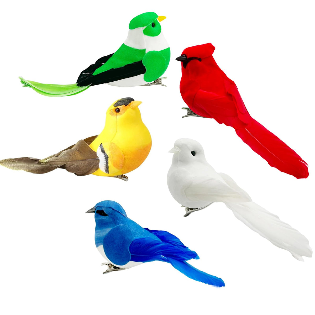 FBIRDY artificial red feather bird for wreaths and festive decor.