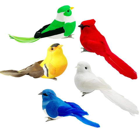 FBIRDY artificial red feather bird for wreaths and festive decor.