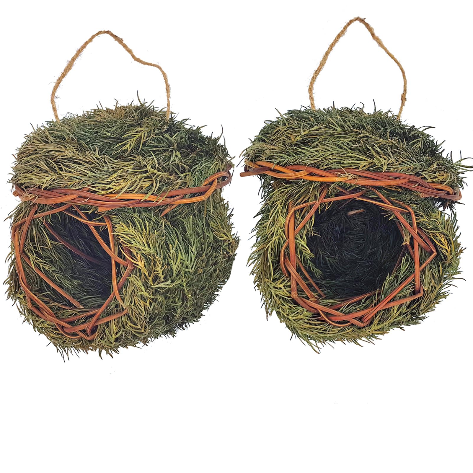 FBIRDY green grass birdhouse outdoor hanging blends with garden and invites wild birds.