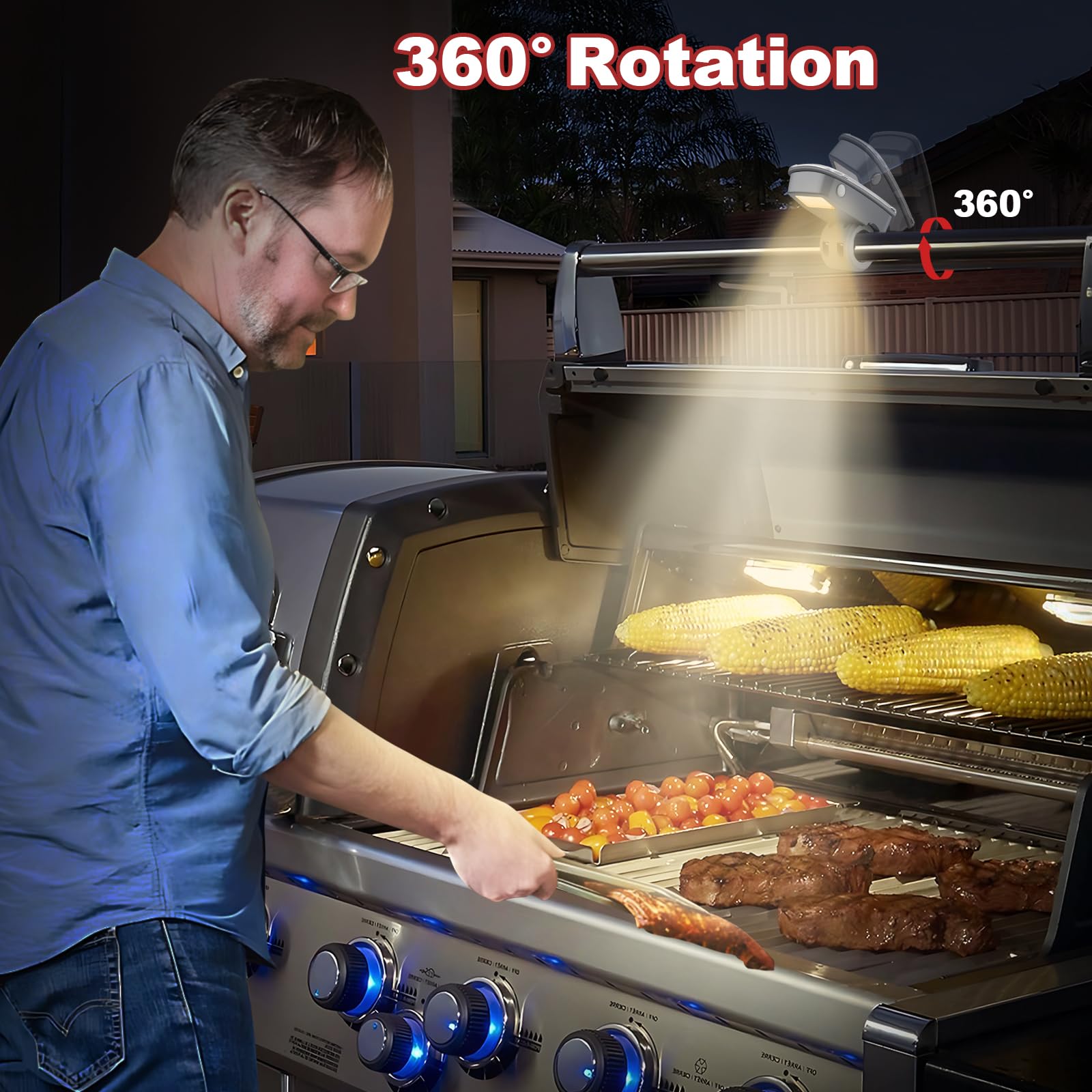 FBULWSEC grill light includes Type-C cable and screwdriver
