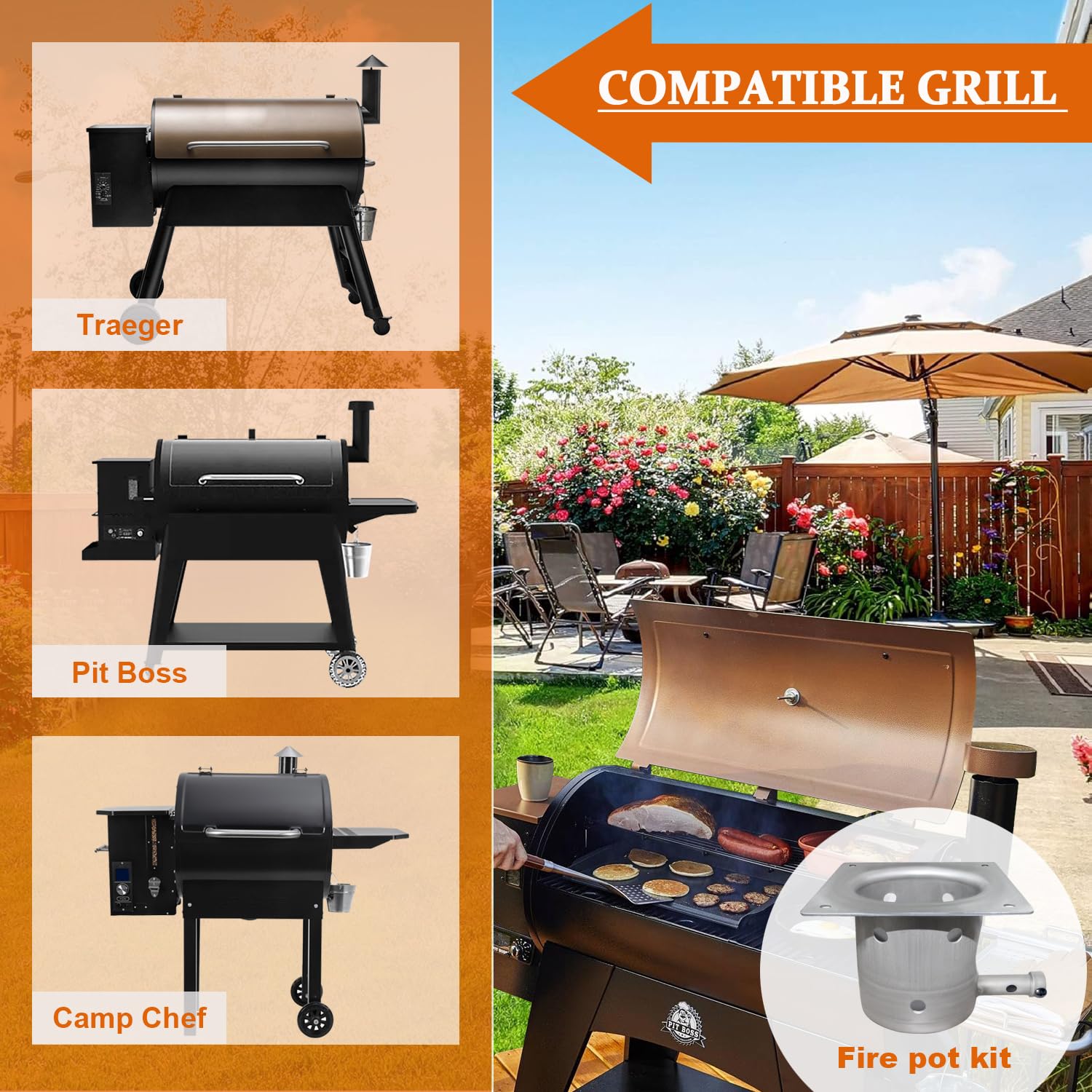 FCCUM Fire Burn Pot Pit Boss Compat highlights versatile grill compatibility
