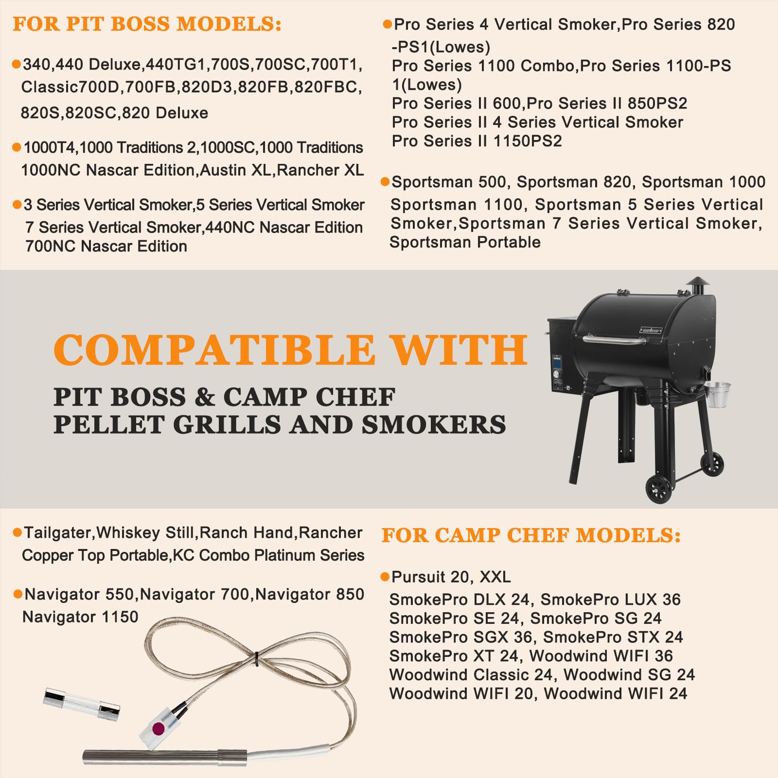 FCCUM hot igniter kit for Camp Chef ignition enables quick startup.