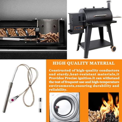 FCCUM ignition kit shown starting a pellet grill with a flip switch.