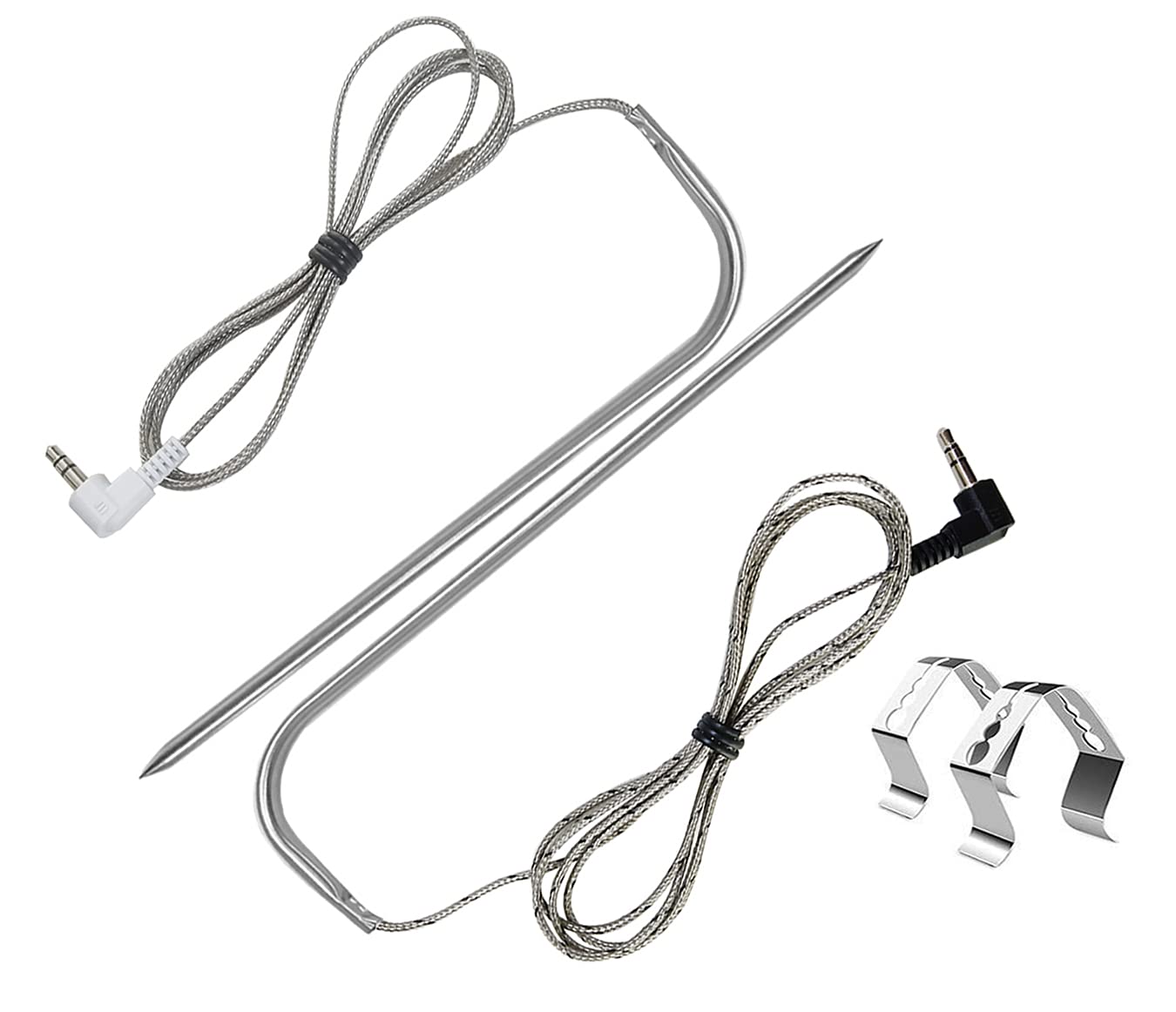 FCCUM replacement meat probe shown ready for grill use with Traeger compatibility and precise temperature readings