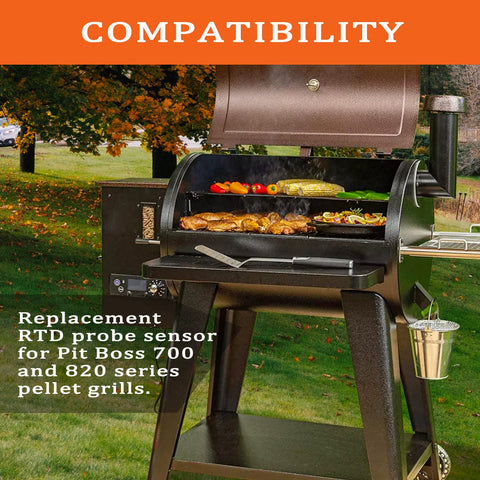 FCCUM RTD probe monitors ambient and meat temps for better cooking decisions.
