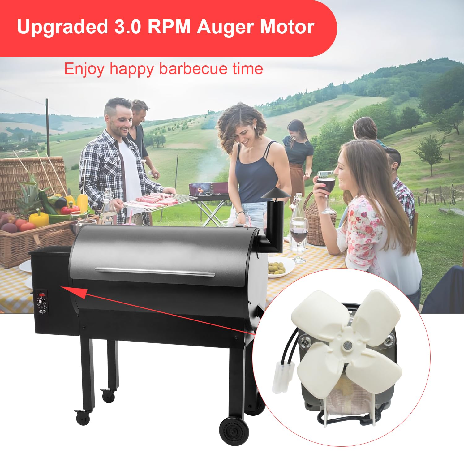 FCCUM Traeger smoker compatibility auger motor supports dependable cooking.