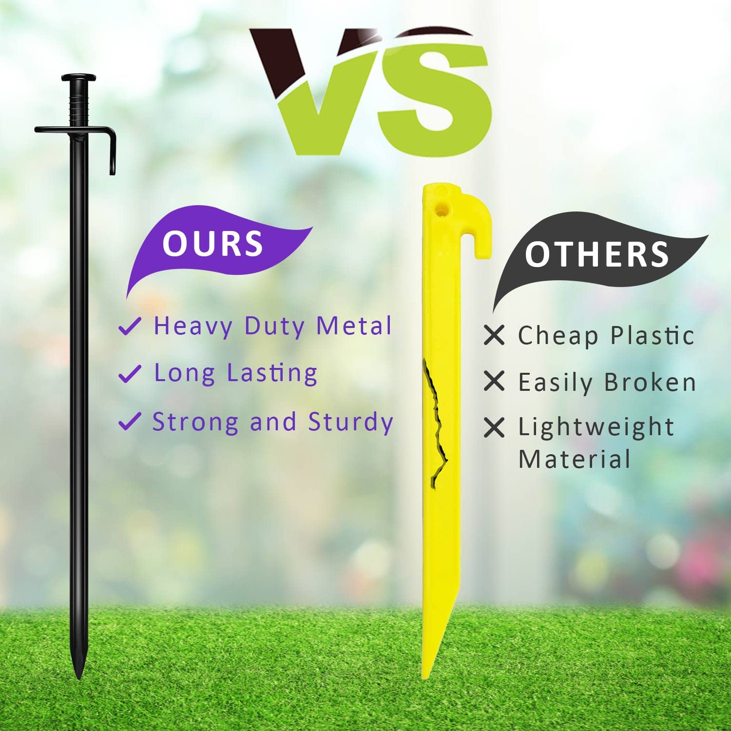 FCENDS 11-8 inch steel stakes—durable grounding for young trees.