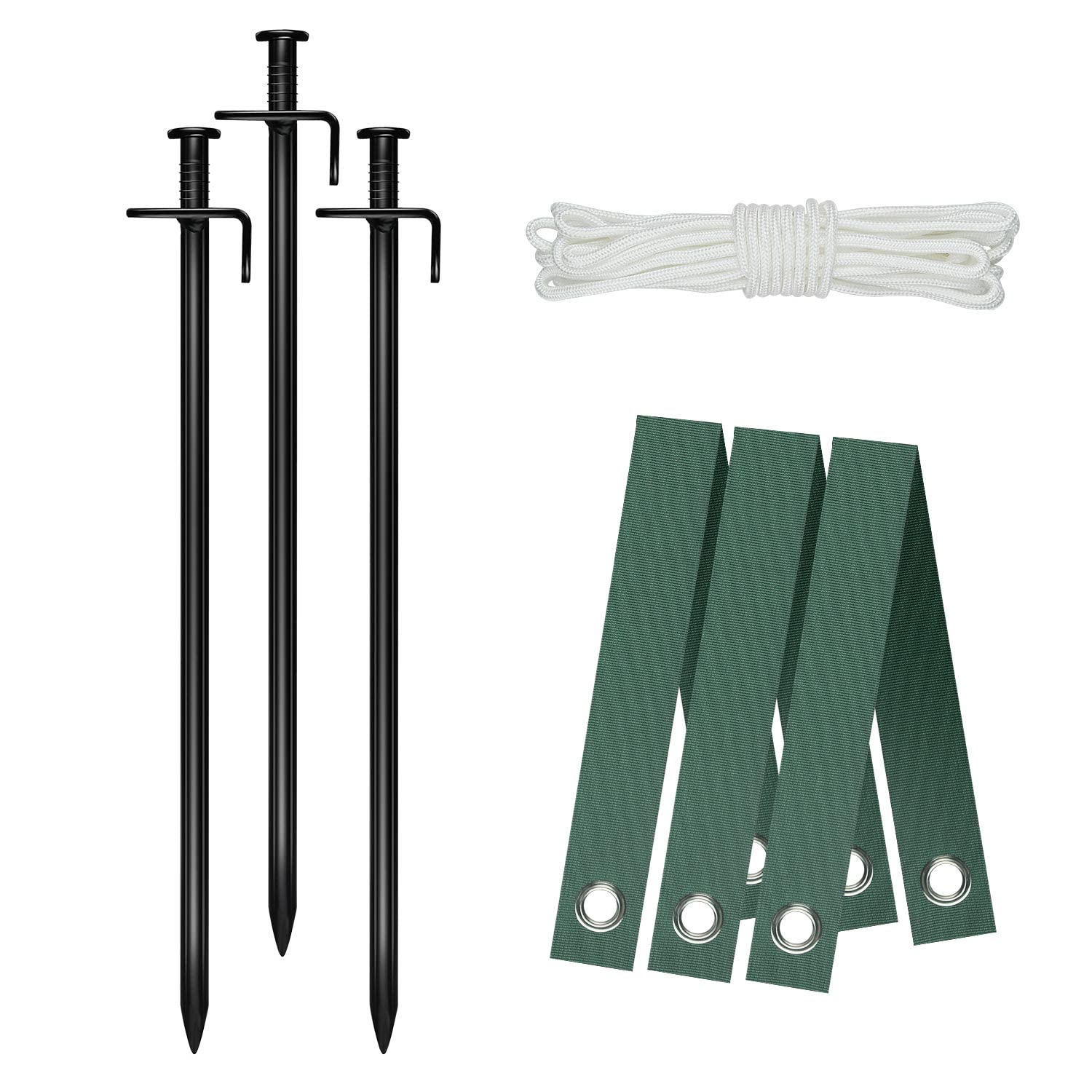 FCENDS heavy-duty steel tree stake kit—sturdy stakes ready for installation and wind protection.