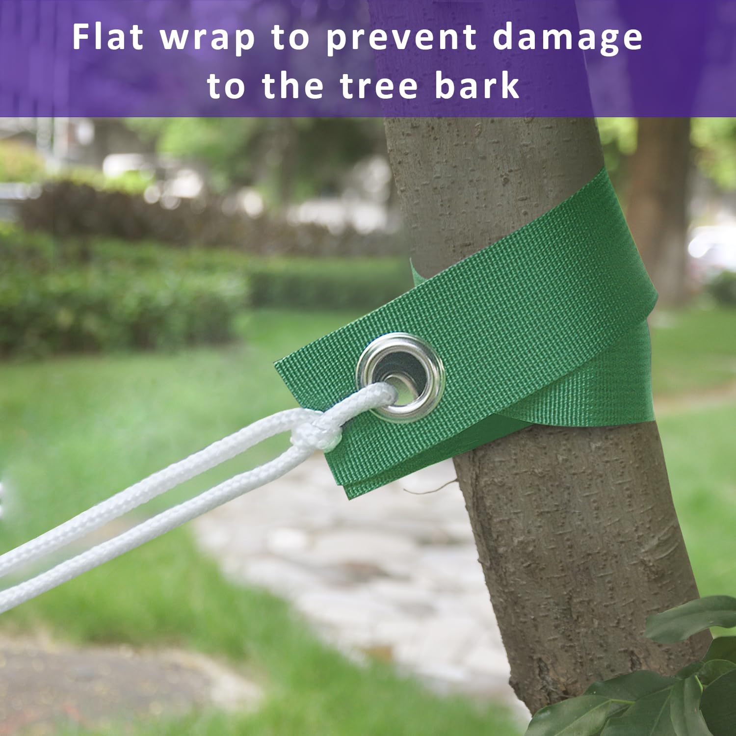 FCENDS Premium nylon webbing resists wear without harming bark.