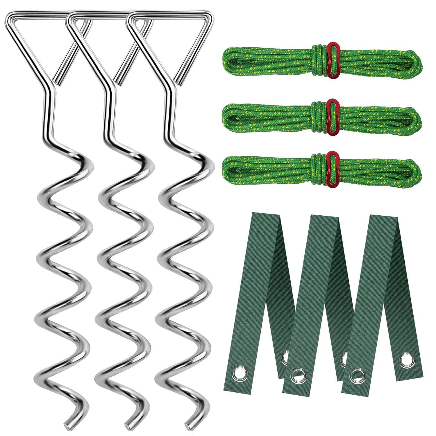 FCENDS Tree Stake Kit front view, stabilizes young trees in windy conditions.