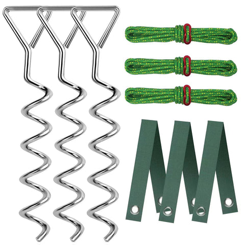 FCENDS Tree Stake Kit front view, stabilizes young trees in windy conditions.