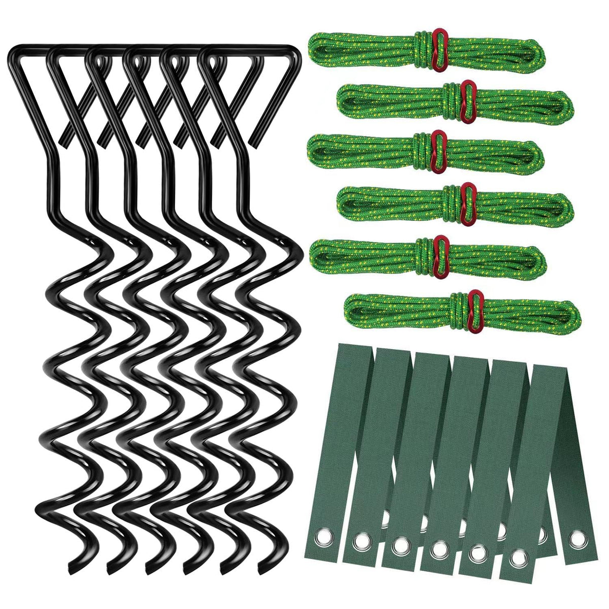 FCENDS Tree Stake Kit with heavy-duty spiral stakes keeps young trees upright.