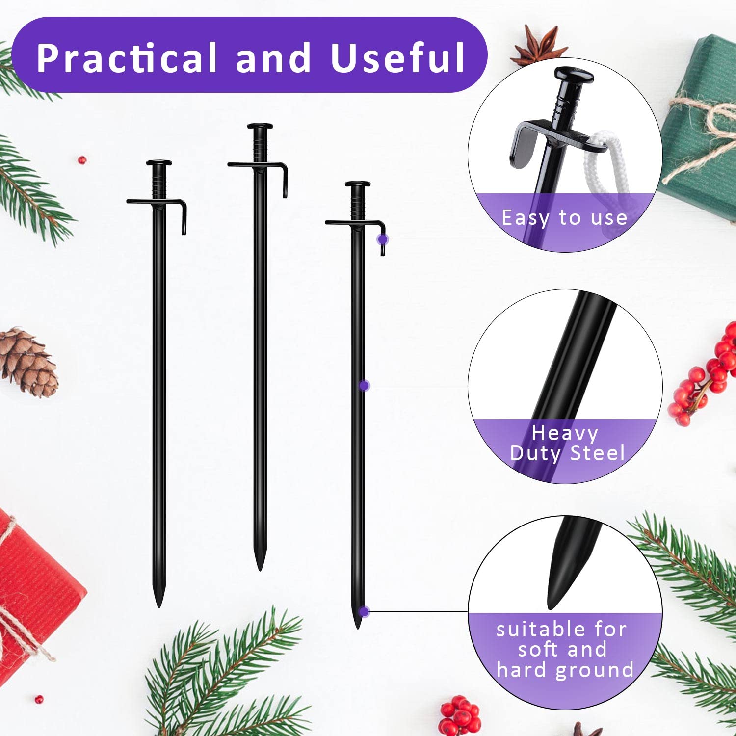 FCENDS Tree Stake Kit: versatile stakes suitable as tent and garden stakes.