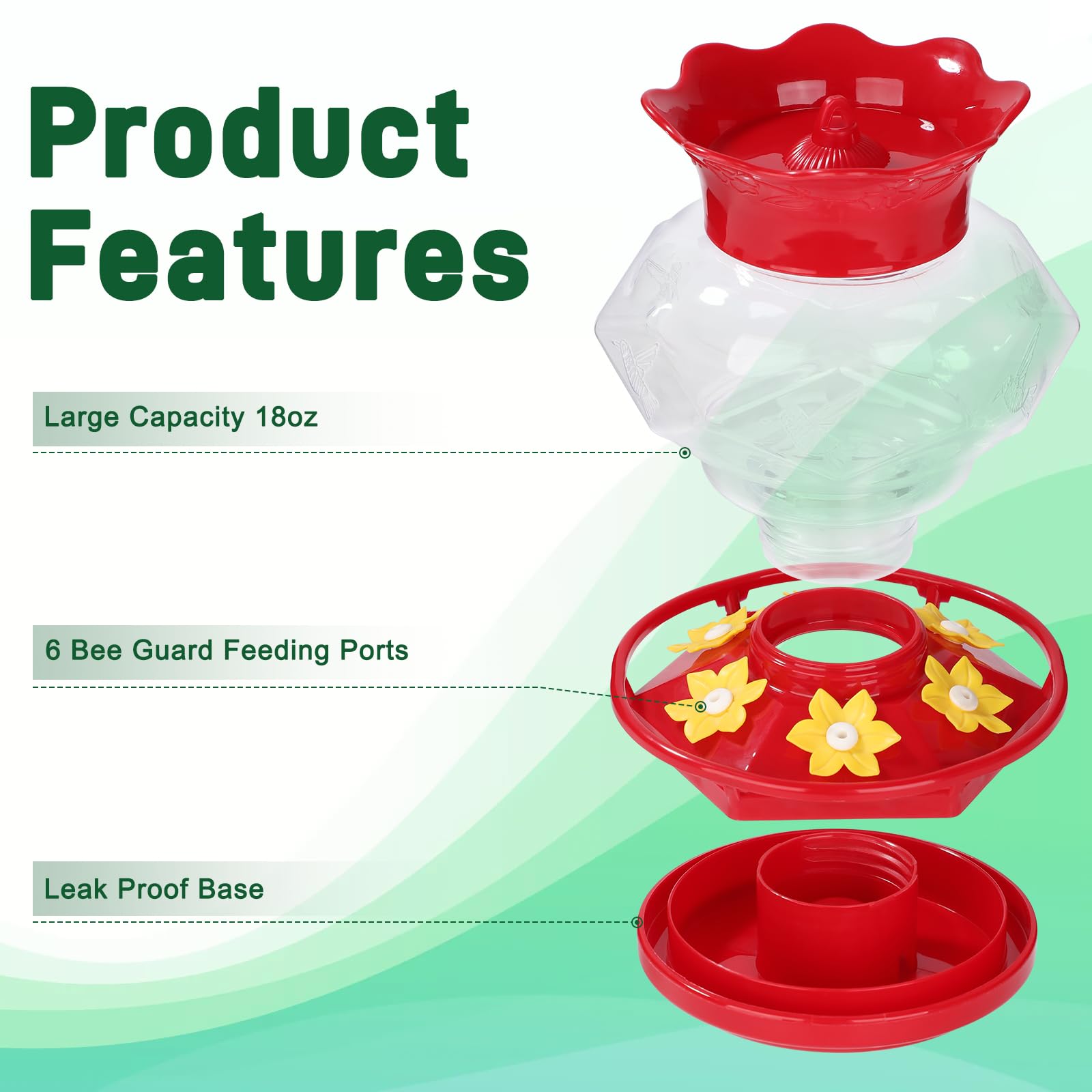 Fchstaer built-in perch invites hummingbirds to land and feed comfortably.