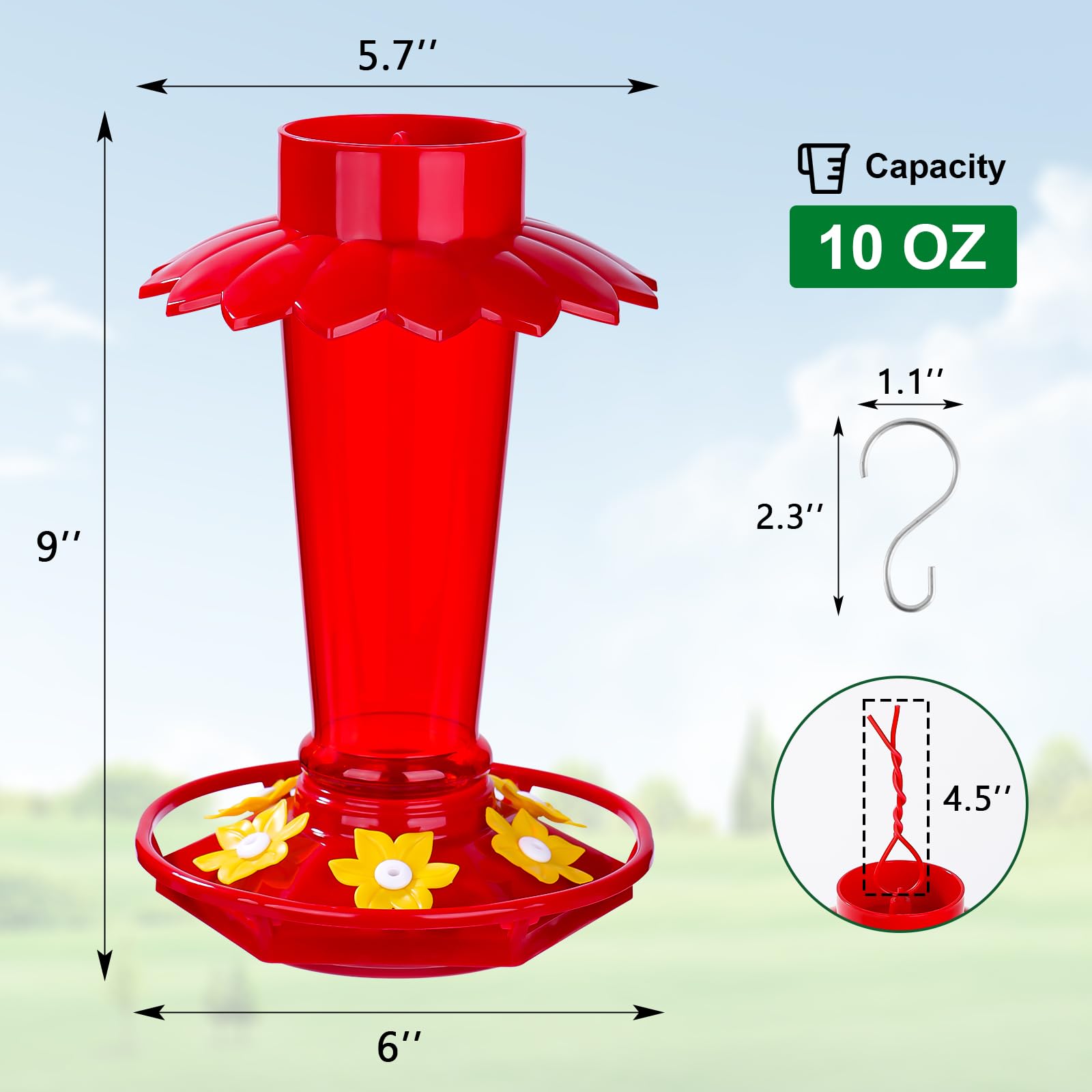 Fchstaer clear red bottle shows nectar level for timely refills
