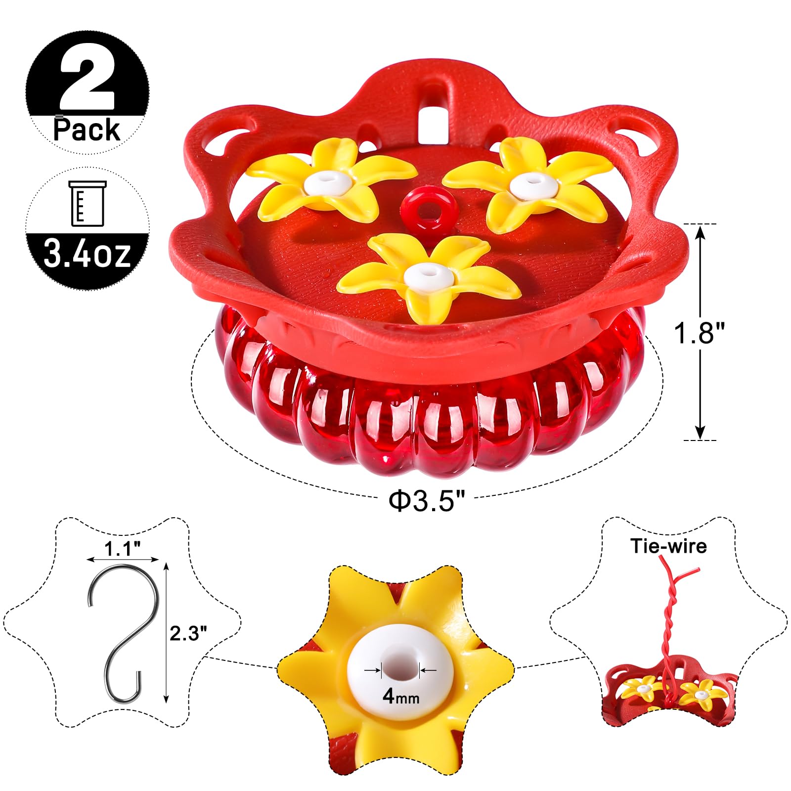 Fchstaer glass feeder with ports attracts hummingbirds and supports multi-bird visits.