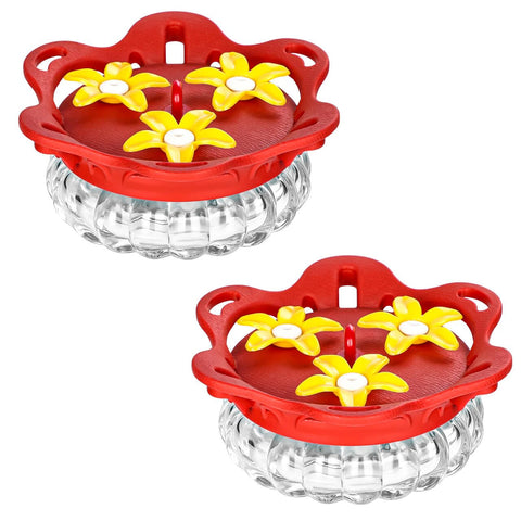 Fchstaer set of 2 glass hummingbird feeders outdoors with easy nectar access.