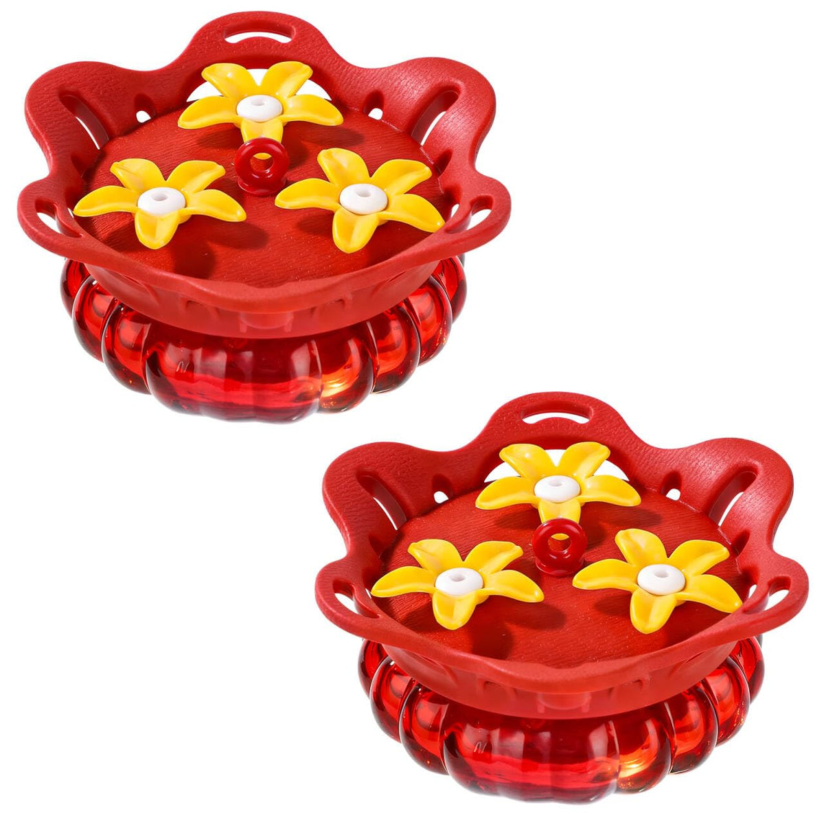 Fchstaer set of two glass feeders for outdoors, durable and easy to fill.