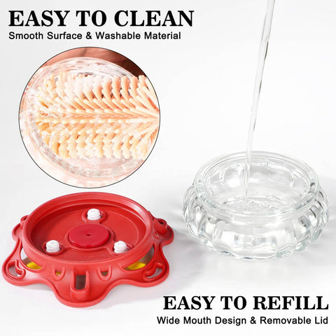 Fchstaer transparent glass hummingbird feeder showcases nectar and birds in action.