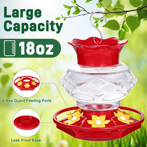 Fchstaer clear 18oz bottle allows easy nectar monitoring and refills.