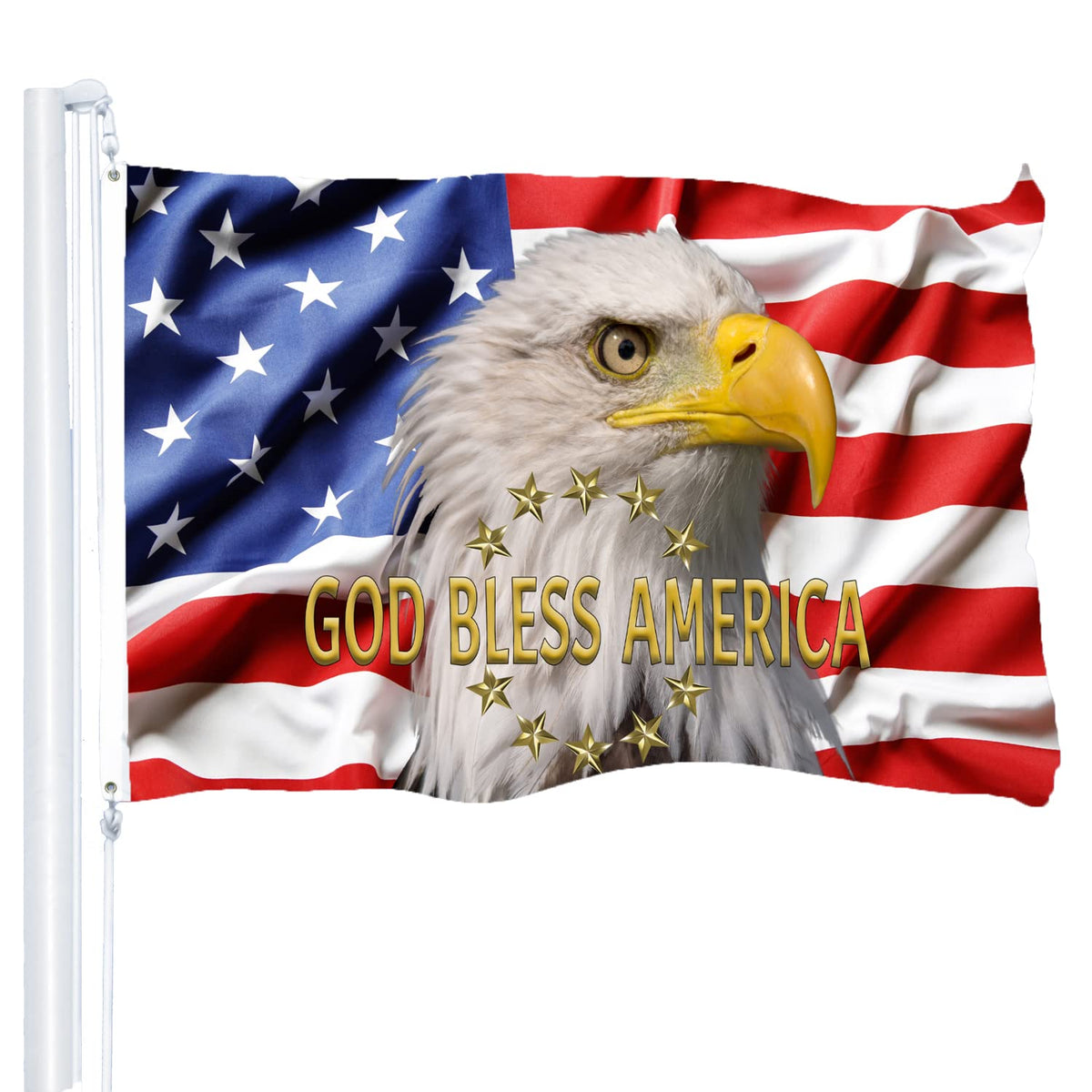 Fcllcox American flag 3x5 outdoor ready for pole mounting and patriotic display.