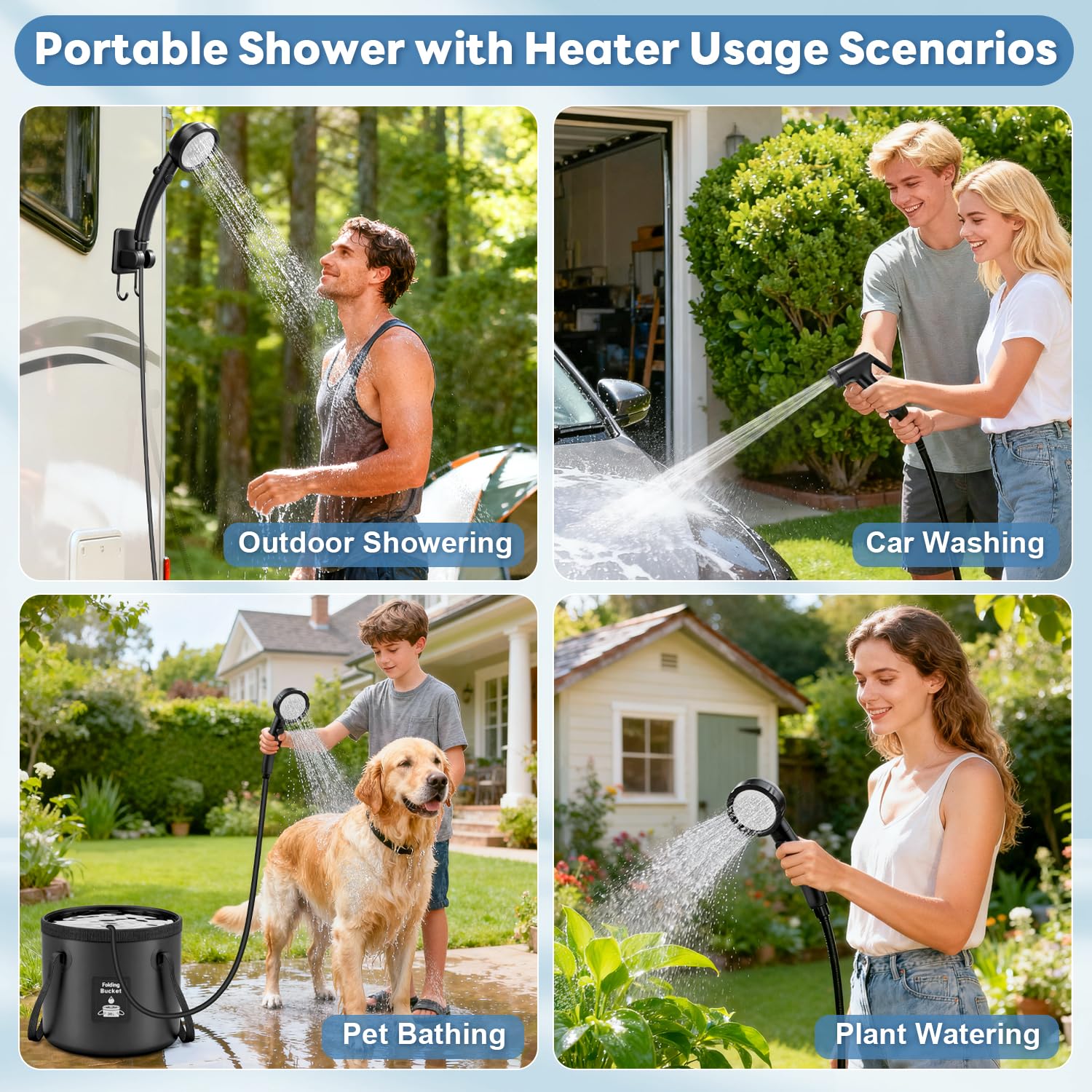 FCSJOST lightweight outdoor shower setup for camping and RV trips